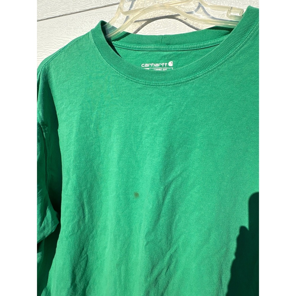 Carhartt Mens Loose Fit Long Sleeve Graphic Logo T-Shirt Green Large K287 - Picture 3 of 5